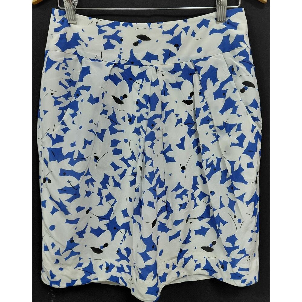 odille Blue Floral Skirt Women Size 4